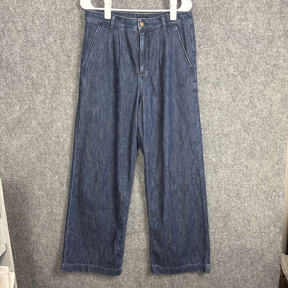 J.CREW Trouser Wide Leg Jeans Womens Size 29 Blue Pleated